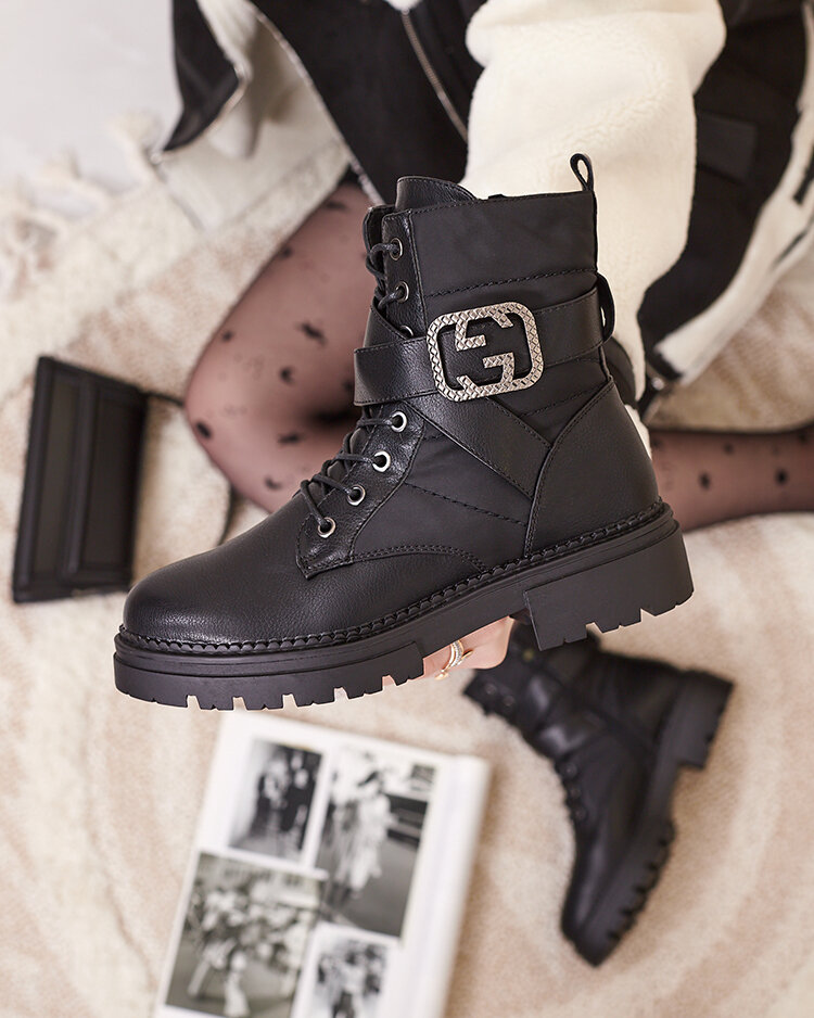 Royalfashion Damen Baggerstiefel in schwarz Muasers