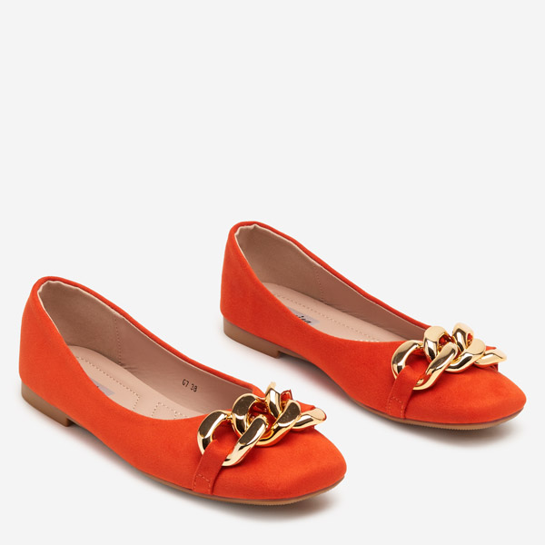 OUTLET Damen-Ballerinas in Orange mit Caviene-Dekoration - Schuhe