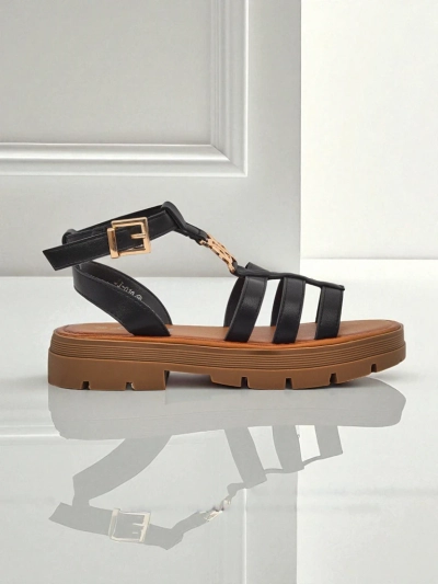 Royalfashion Damen Römersandalen Golden Livia