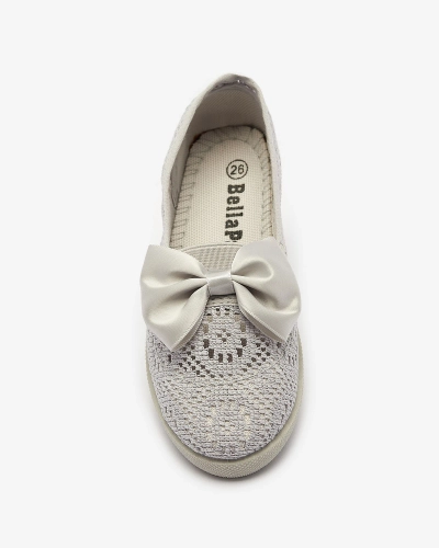 Graue Slipper für Mädchen mit Schleife Sweet Time - Footwear