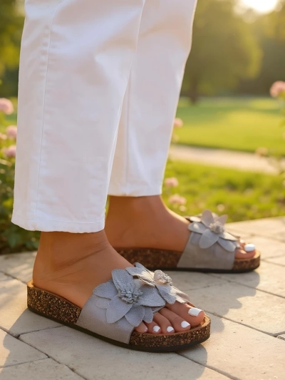 Royalfashion Damen Sandalen mit Blumen Foules