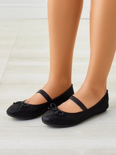 Royalfashion Glänzende Damen-Balletschuhe mit Schleife und elastischem Sicherheitsband
