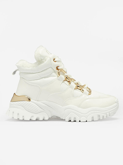 Weiße sportliche Damen-Winterstiefel a'la trappers Mertika - Footwear
