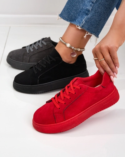 Royalfashion Rote Damen-Sneakers aus Öko-Wildleder Glopov
