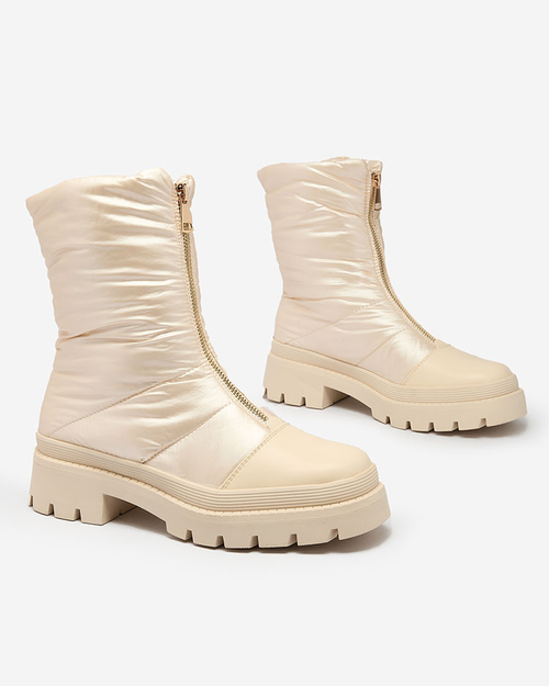 Жіночі черевики Royalfashion Tainve бежеві на плоскому каблуці