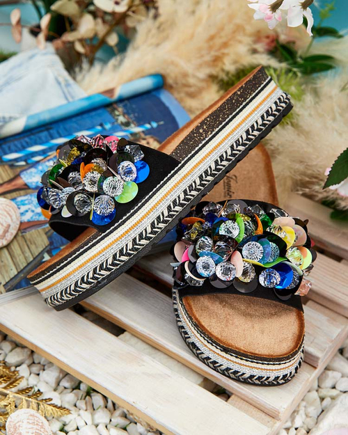 Жіночі шльопанці Royalfashion Loassa зі стразами