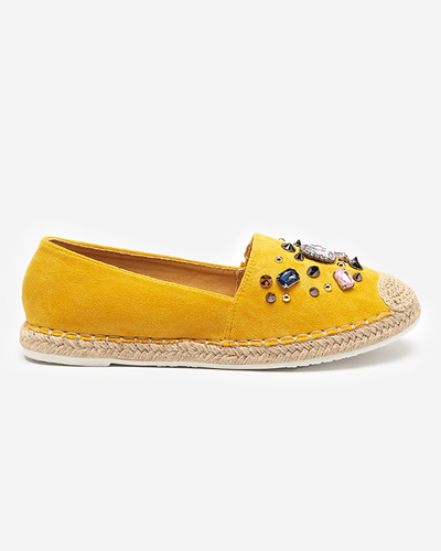 OUTLET Gelbe Espadrilles aus Öko-Wildleder für Damen mit Zirkonias Mediros - Schuhe