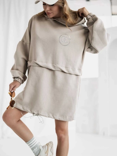 Royalfashion Damen Baumwoll Mini-Kleid Hoodie-Art