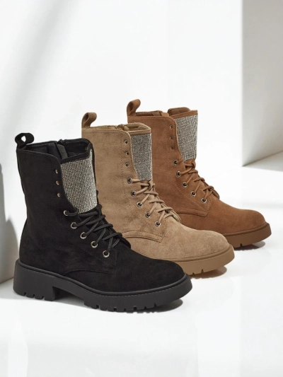 Ökologische Wildleder-Schnürstiefeletten für Damen Ferlyne