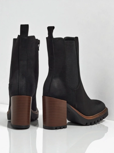Damen Stiefeletten Soreya aus Wildlederimitat mit Blockabsatz