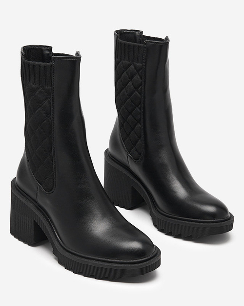 Чорні жіночі чоботи на високих підборах Recheo