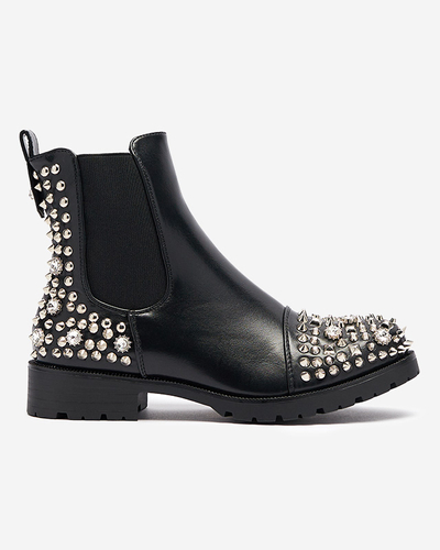 Damenstiefel mit Nieten in Schwarz Amerapi-Schuhe