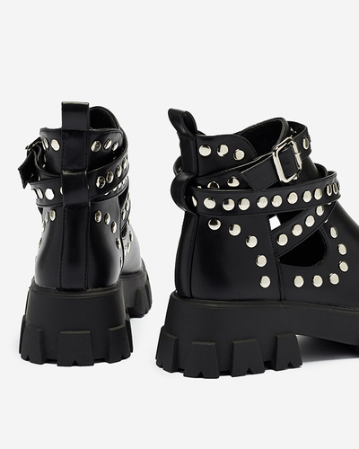 Schwarzer Damenstiefel mit dickerer Sohle Avarno- Footwear