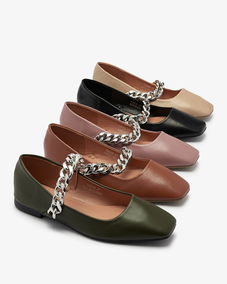 Dunkelrosa Damen Ballerinas mit Kette Serima - Schuhe