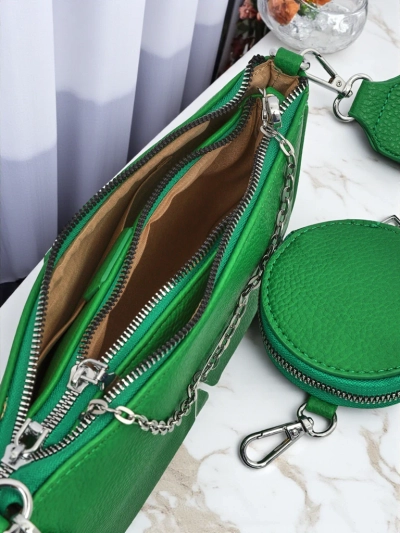 Damenhandtasche Pola Verde – grün, Öko-Leder, 3in1, stilvoll