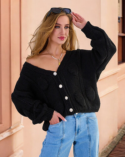 Royalfashion Damenstrickpullover mit Knöpfen