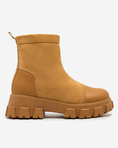 Royalfashion Damenstiefel mit flachem Absatz in camel Leffoi
