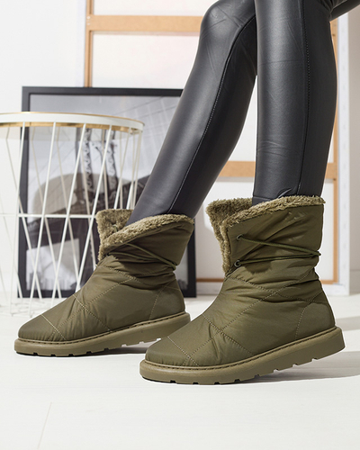 Dunkelgrüne Damenschuhe a'la Schneestiefel Amirfu- Footwear