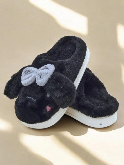 Royalfashion Damen-Fellpantoffeln mit Schleife Savos