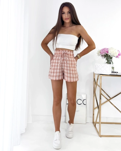 Royalfashion Rosa karierte Shorts für Damen