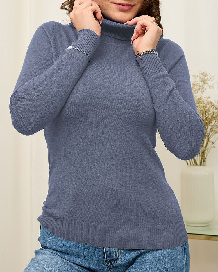 Royalfashion Klassischer schwarzer Damen-Rollkragenpullover