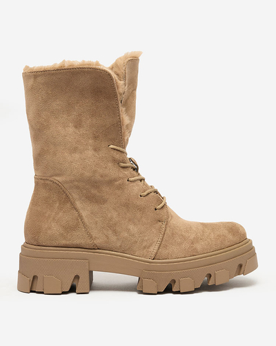 Royalfashion Hellbraune Damen-Schnürstiefel Cavenma
