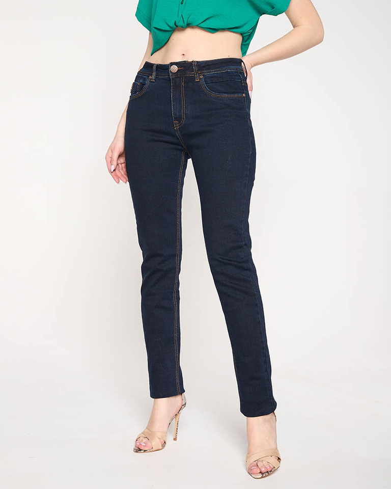 Marineblaue, gerade Damenjeans in PLUS SIZE - Kleidung