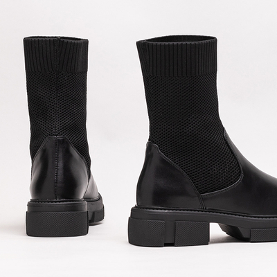 Schwarze durchbrochene Damenstiefeletten von Roibu - Schuhe