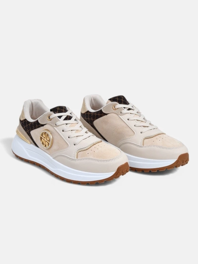 Damen-Sneakers Beige Calista Verona mit flachem Absatz - Öko-Leder 4 cm