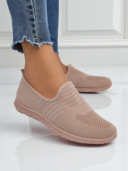 Damen Aelia Schuhe rosa aus Stoff, bequeme Mokassins mit flachem Absatz