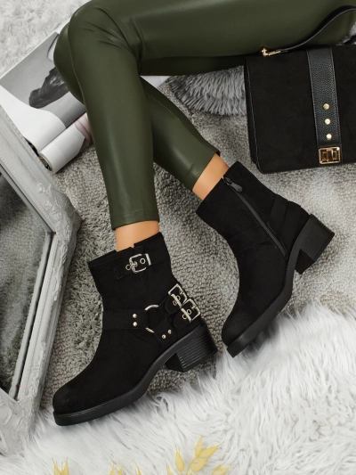 Damenstiefeletten aus Öko-Wildleder mit Schnallen Valtos