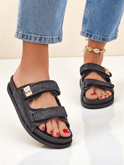 Royalfashion Damen-Pantoletten mit geflochtenem Design Delibeli