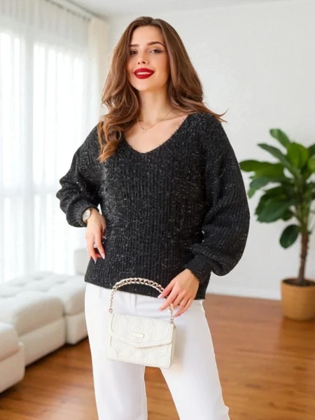 Royalfashion Damenpullover mit glänzendem Faden