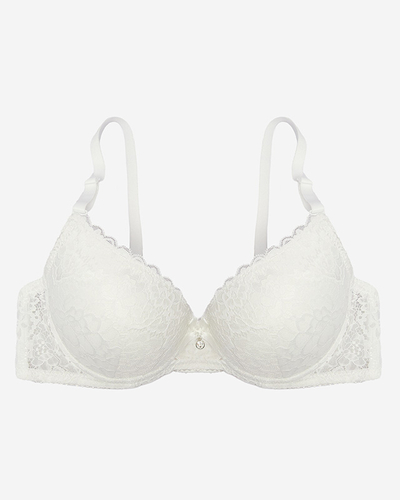 Cremefarbener Push-up-BH für Damen mit Spitzenbesatz - Dessous