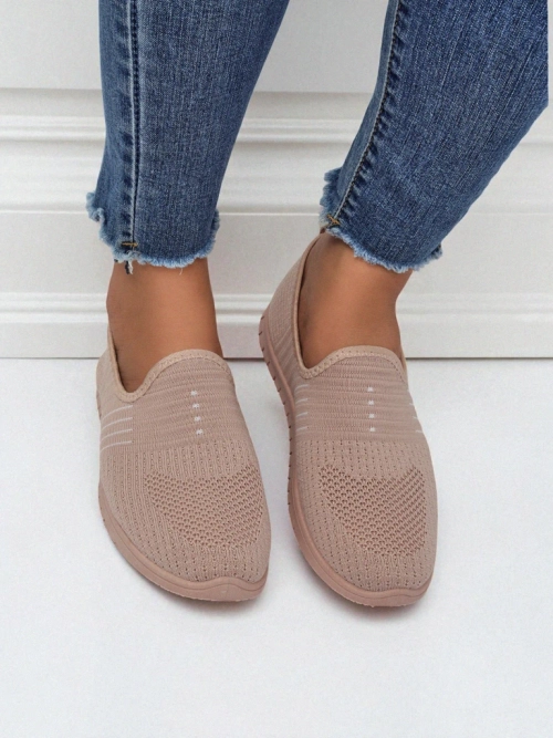 Жіночі туфлі Aelia рожеві з тканини, зручні мокасини на плоскій підошві