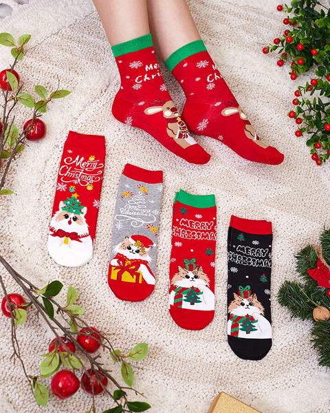 Bunte Damensocken mit Weihnachtsmuster - Unterwäsche