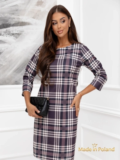 Damen Mini Kleid mit Karomuster und Taschen Violetta