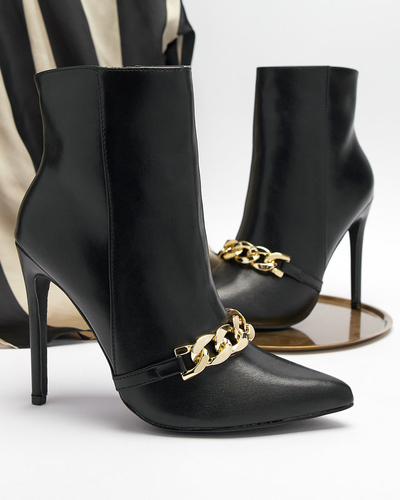 OUTLET Schwarze, mit einer Kette verzierte Stöckelschuhe Rittle- Footwear