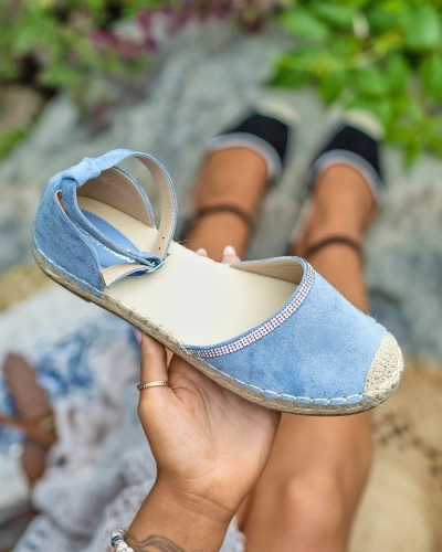 Royalfashion Damen-Espadrilles mit Zirkonen in blau Rieta