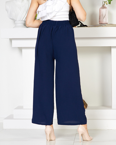 Marineblaue weite Palazzohose für Damen - Kleidung