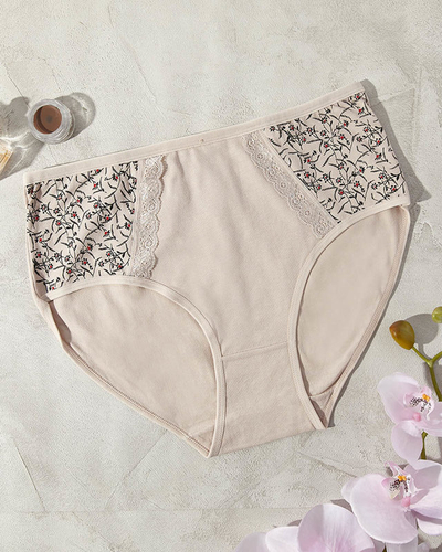 Труси жіночі з принтом бежевого кольору. PLUS SIZE - Нижня білизна