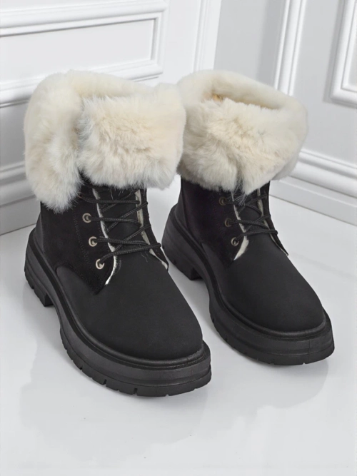 Royalfashion Жіночі чоботи на щиколотці з хутром Nasaha