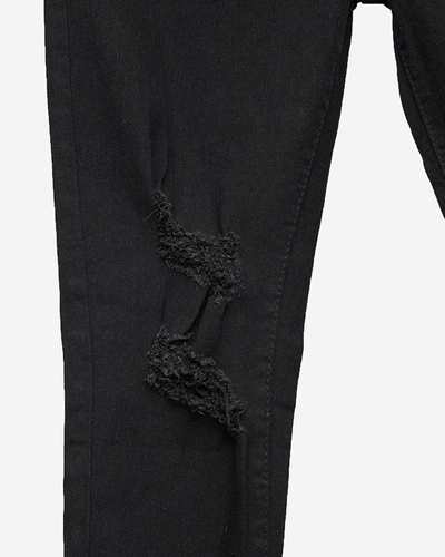 Schwarze Röhrenjeans aus Denim mit Reibung - Kleidung