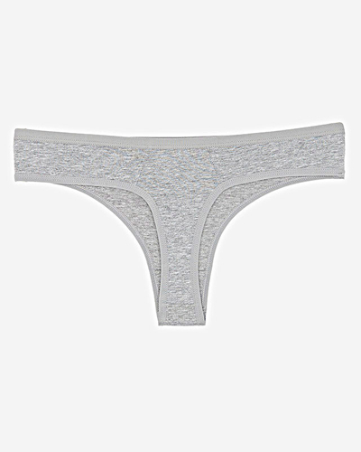 Grauer Damen-Stringslip aus Baumwolle mit Aufschrift - Unterwäsche