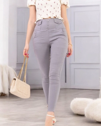 Сірі жіночі трегінси з гудзиками