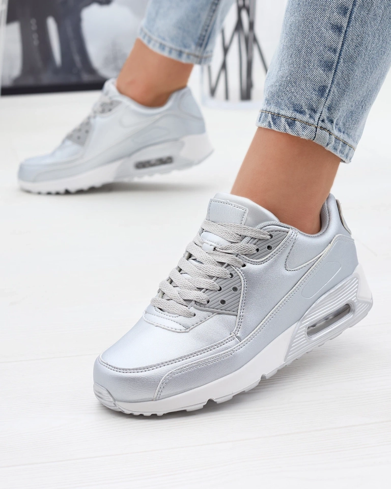 Silberfarbene Damen-Schnürschuhe Moteri - Footwear