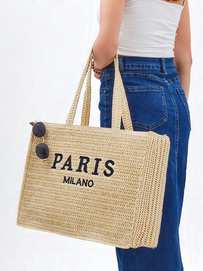 Royalfashion Große Damen Strohtasche Paris Milano Groß