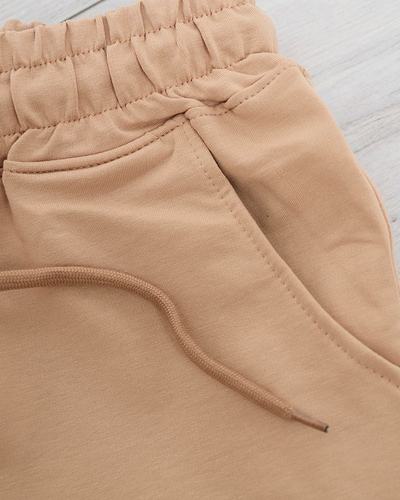Damen-Jogginghose in Beige mit Zirkonia - Kleidung