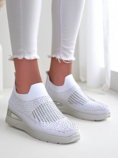 Royalfashion Slip-On Wedge-Sneaker für Damen mit Strasssteinen Qelavise
