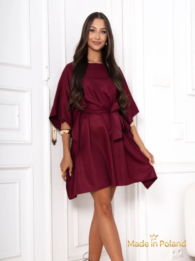 Aurelia Bordowa Sukienka Elegante